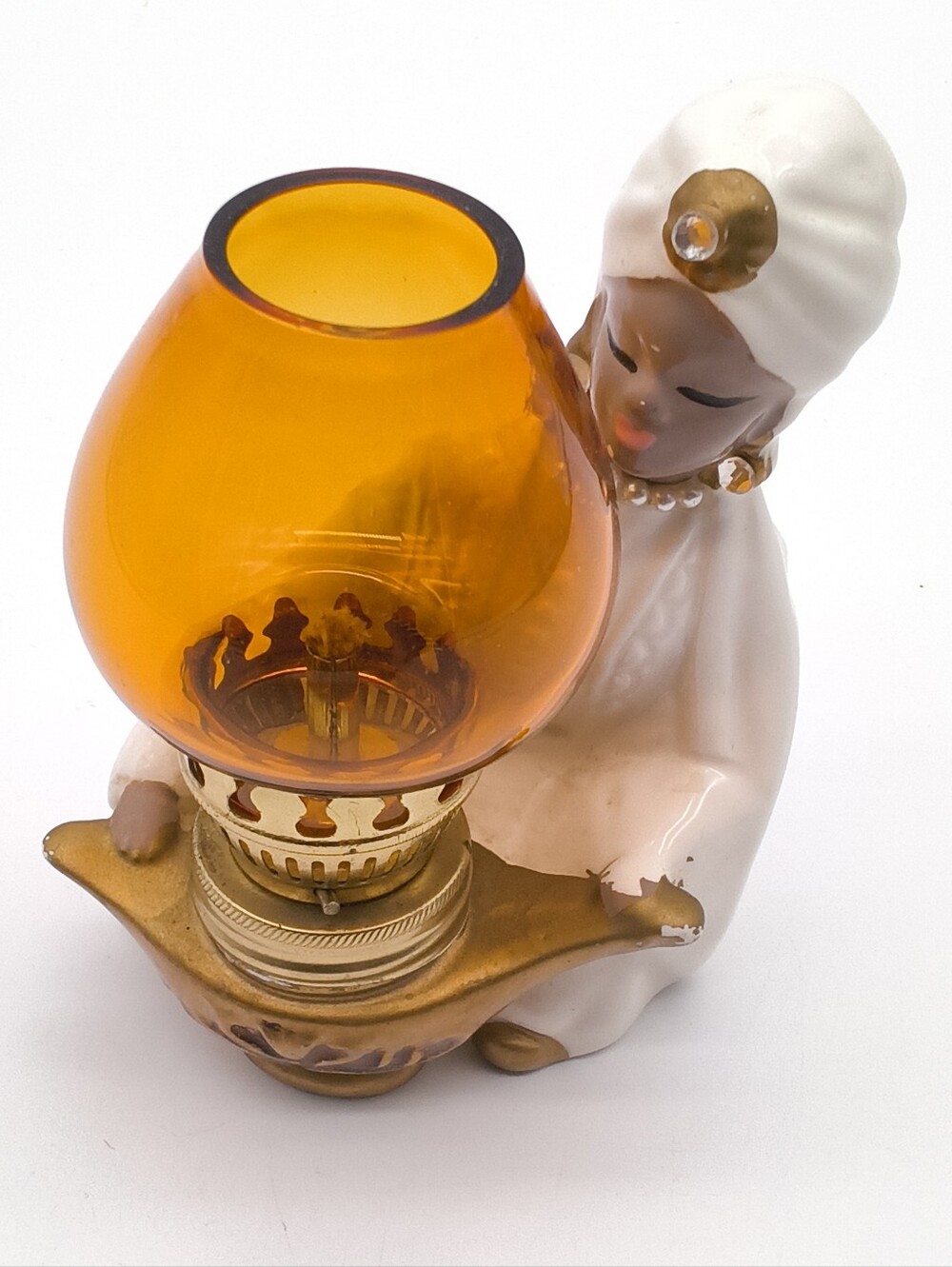 Vintage MCM Giftcraft Japan Miniature Ceramic Genie Aladdin Oil Lamp